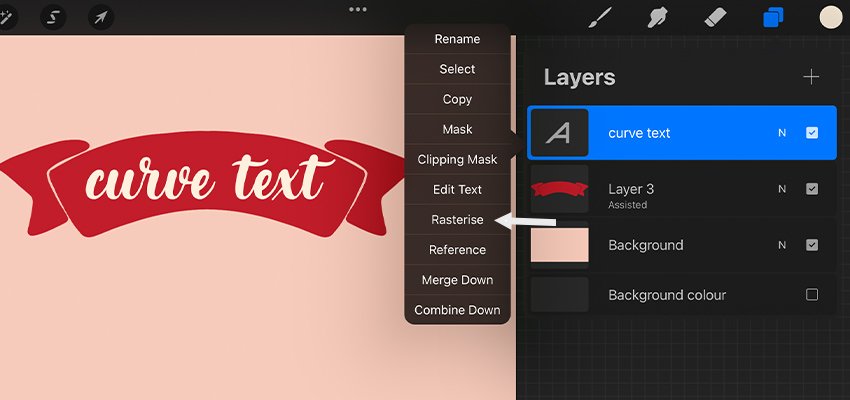 How to rasterize the text layer in Procreate